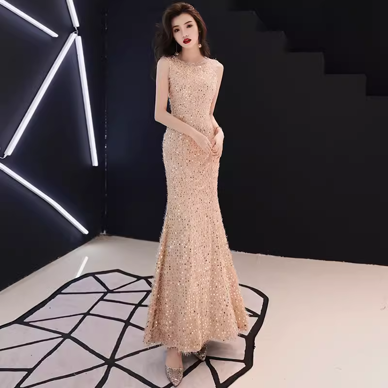Sparkly Mermaid Champagne Sequin Long Prom Dress P528 PreppyDress Sparkly Mermaid Champagne Sequin Long Prom Dress P528 PreppyDress