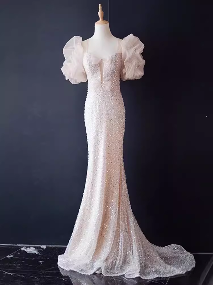 Sparkly Mermaid Sleeveless Sequin Light Pink Long Prom Dress P525 PreppyDress Sparkly Mermaid Sleeveless Sequin Light Pink Long Prom Dress P525 PreppyDress