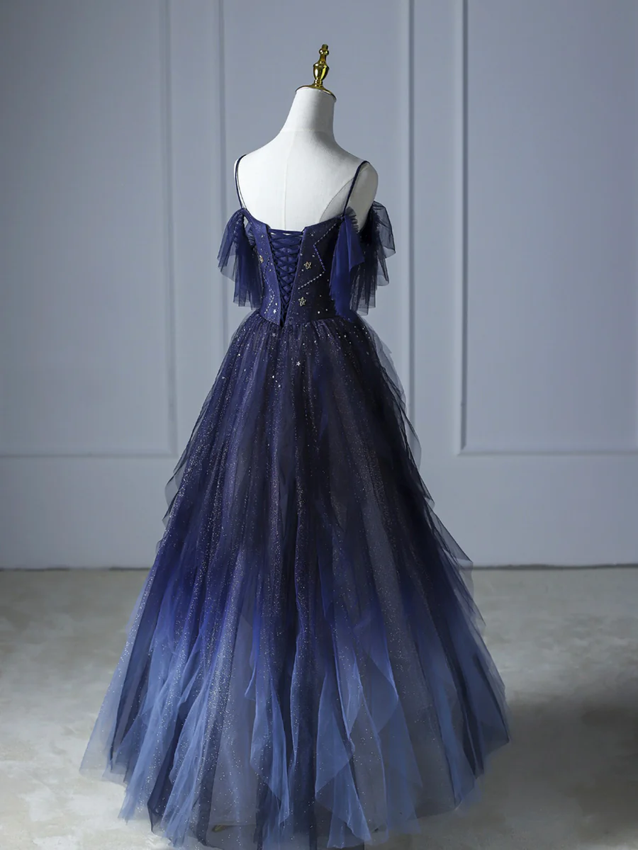 Beautiful Spaghetti Strap Evening Party Dress Grape Prom Dresses P677