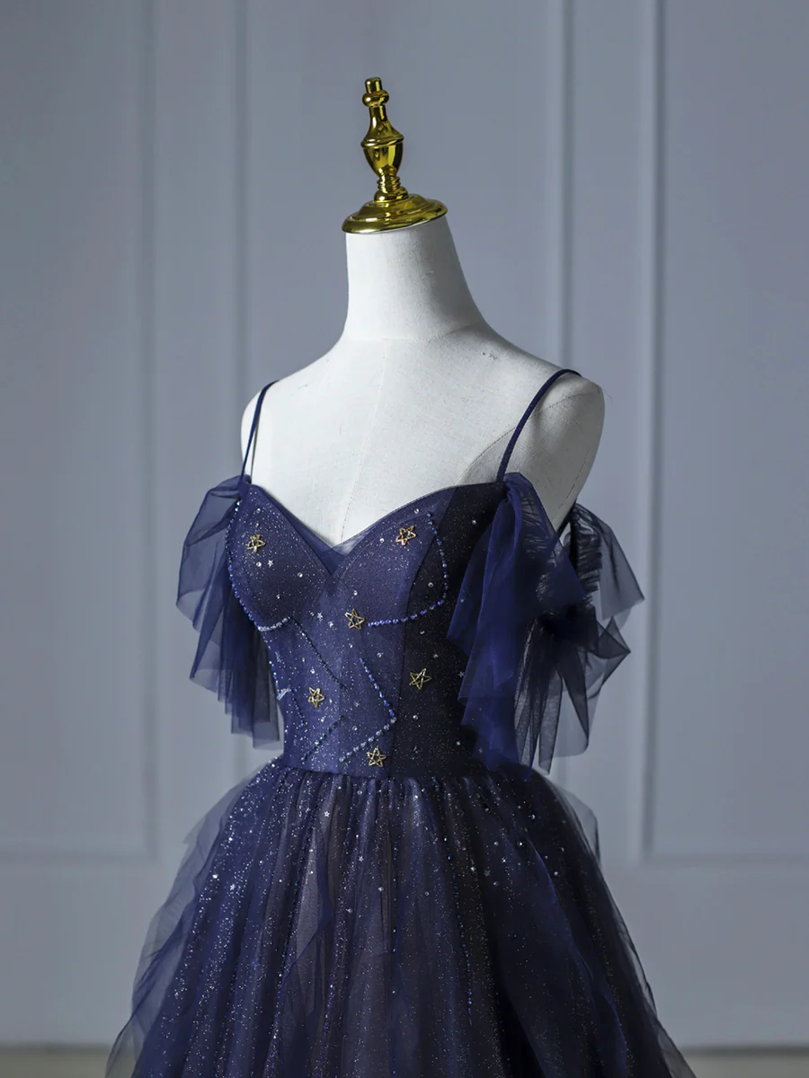 Beautiful Spaghetti Strap Evening Party Dress Grape Prom Dresses P677
