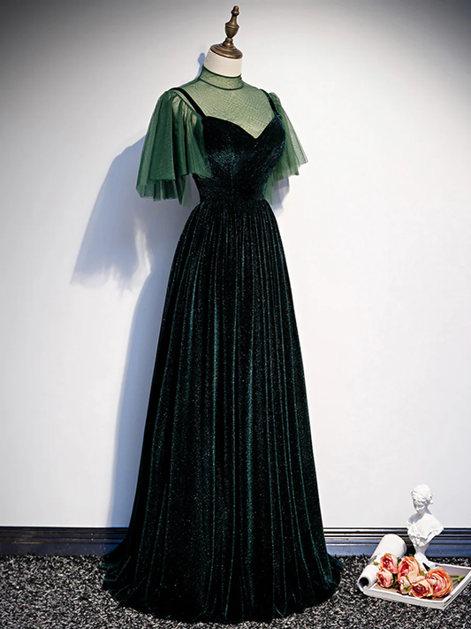 Elegantes A-Linien Grünes Abendkleid Langes Ballkleid P589