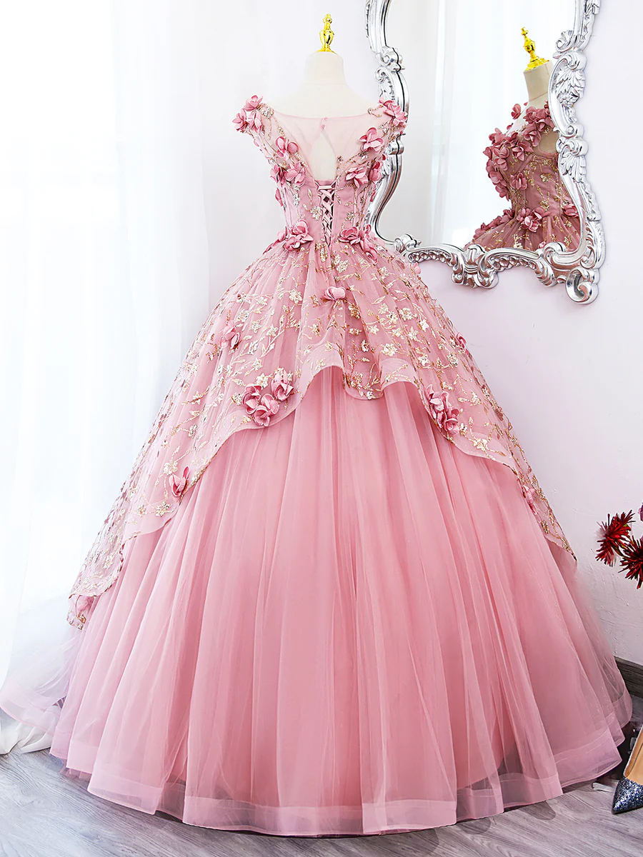 Beautiful Ball Gown Sweet 16 Dress With Flowers P616