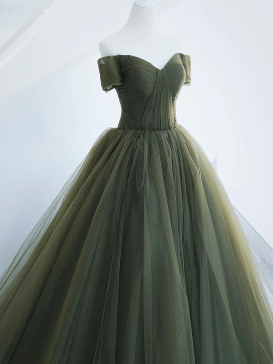 Beautiful Ball Gown Sweet 16 Dress Green Tulle Long Party Dress P623