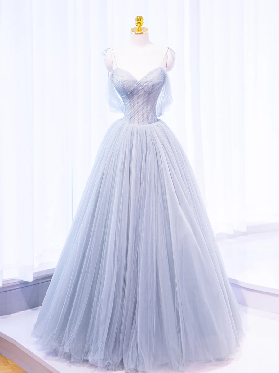 Spaghetti Strap Tulle Long Prom Dress P672