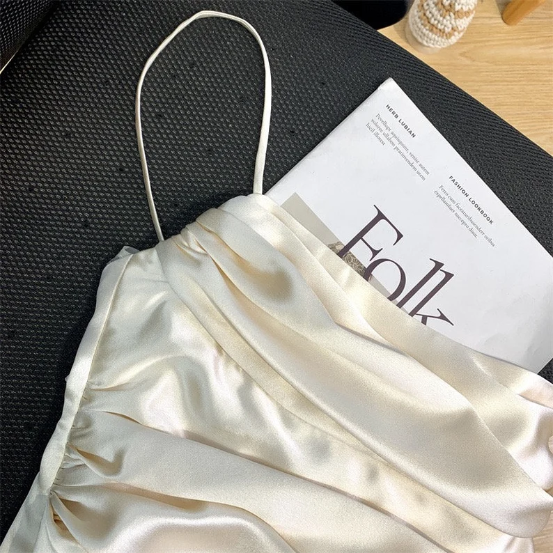 Sexy Mermaid Straps Ivory Satin Prom Dress 21th Birthday Outfits P685