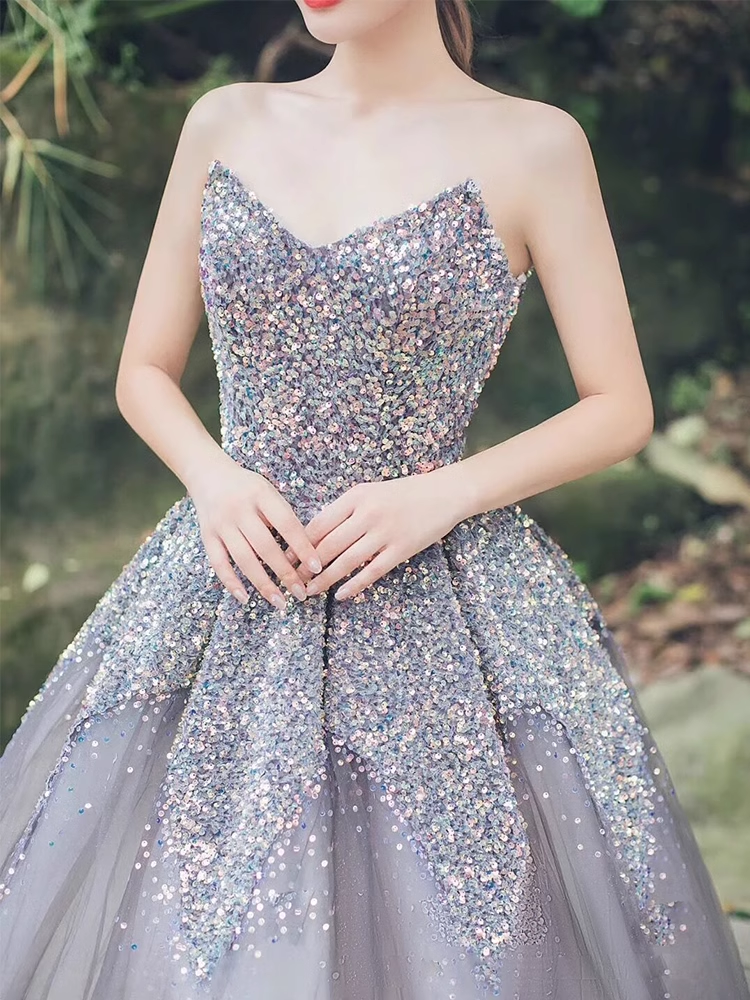 Robe de bal bustier pailletée, robes de soirée longues en tulle, robes de bal de promo P727