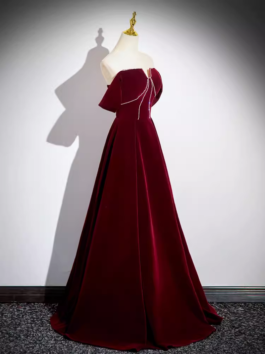Robe de soirée à une épaule et en velours P778
