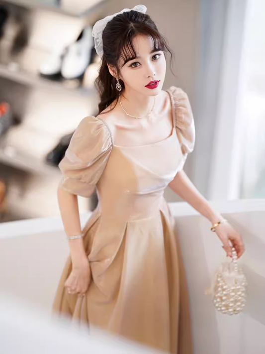 Sexy A-Linien Quadrat Partykleid Knielang Ballkleid P865