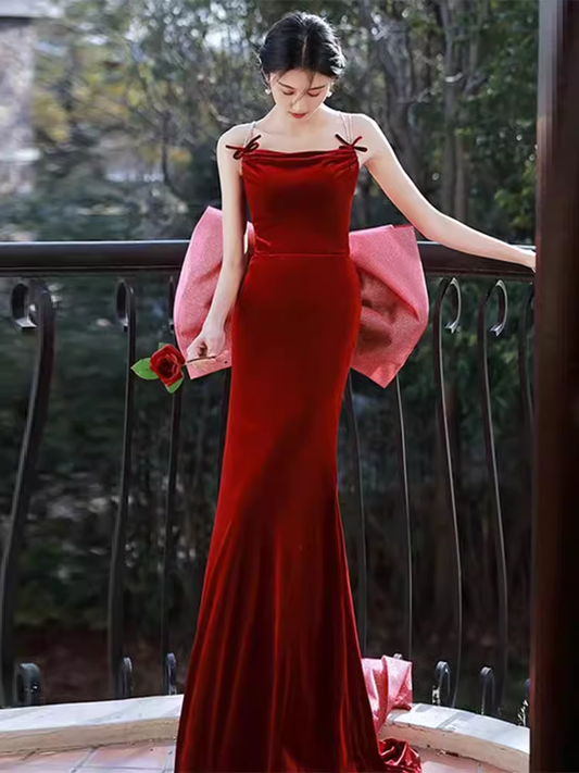 Sexy Meerjungfrauen Ärmelloses Partykleid Samt Langes Ballkleid P863