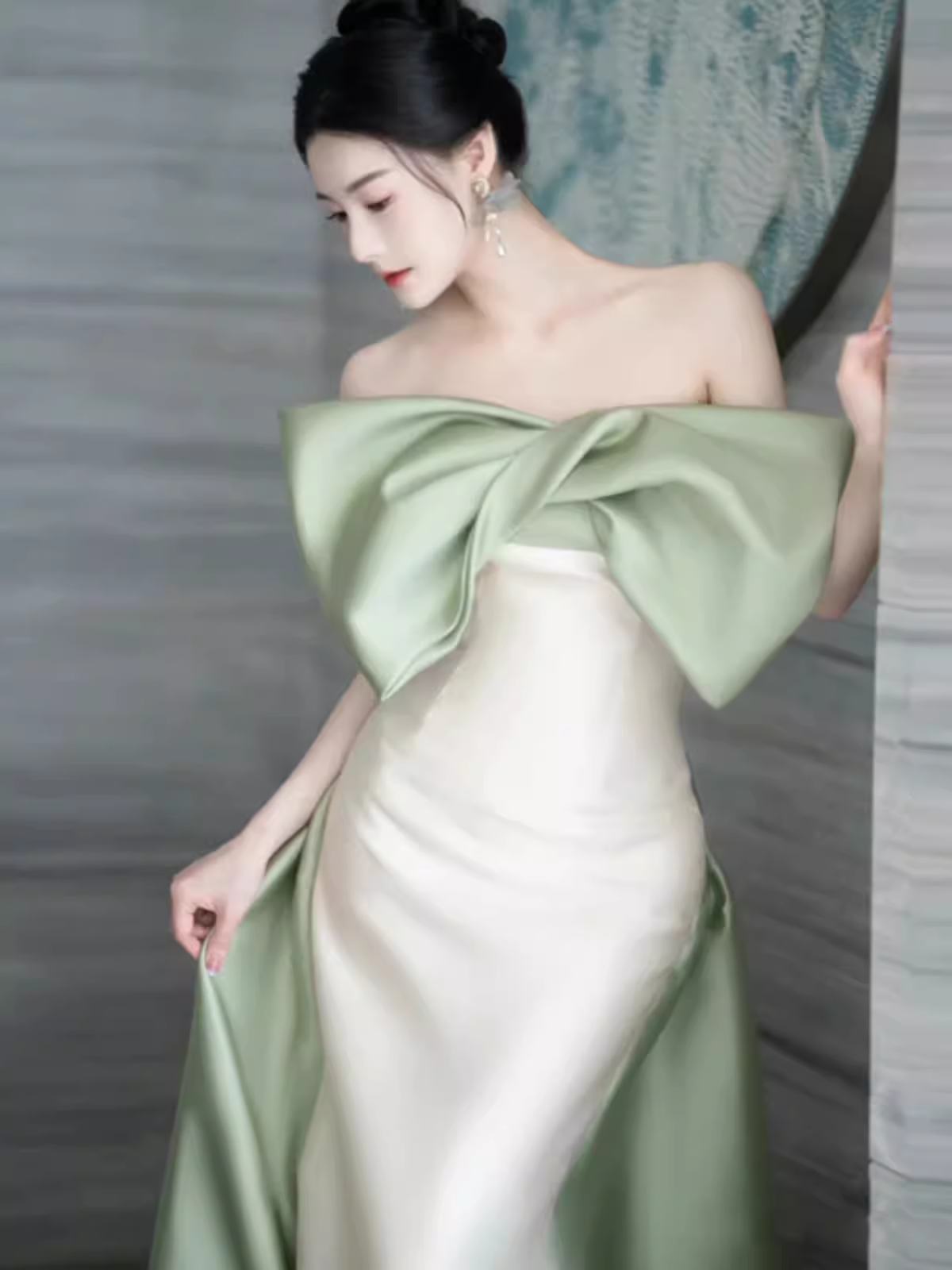 Mermaid Strapless Satin Party Dress Long Prom Dress P880