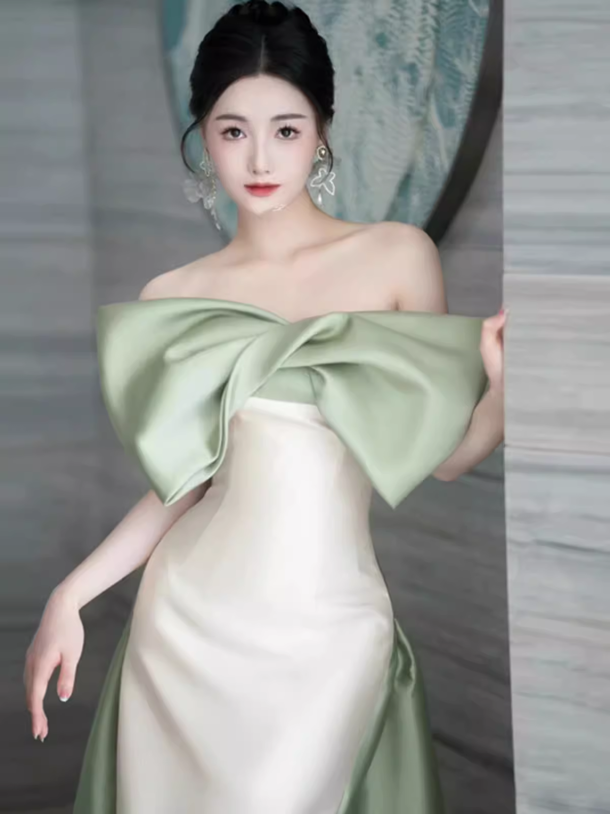 Mermaid Strapless Satin Party Dress Long Prom Dress P880