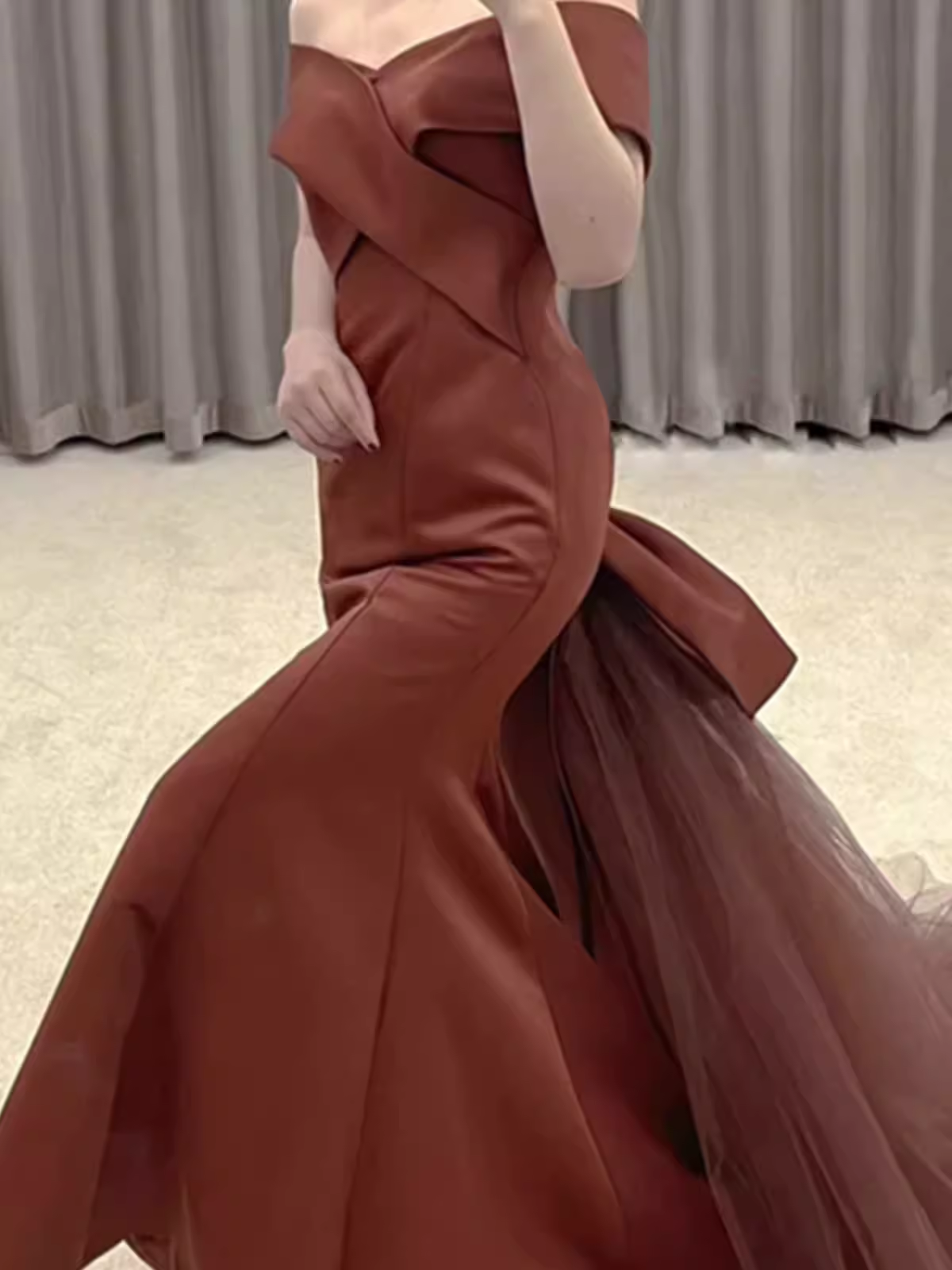 Simple Mermaid Long Brown Prom Dresses Long Prom Gown P953