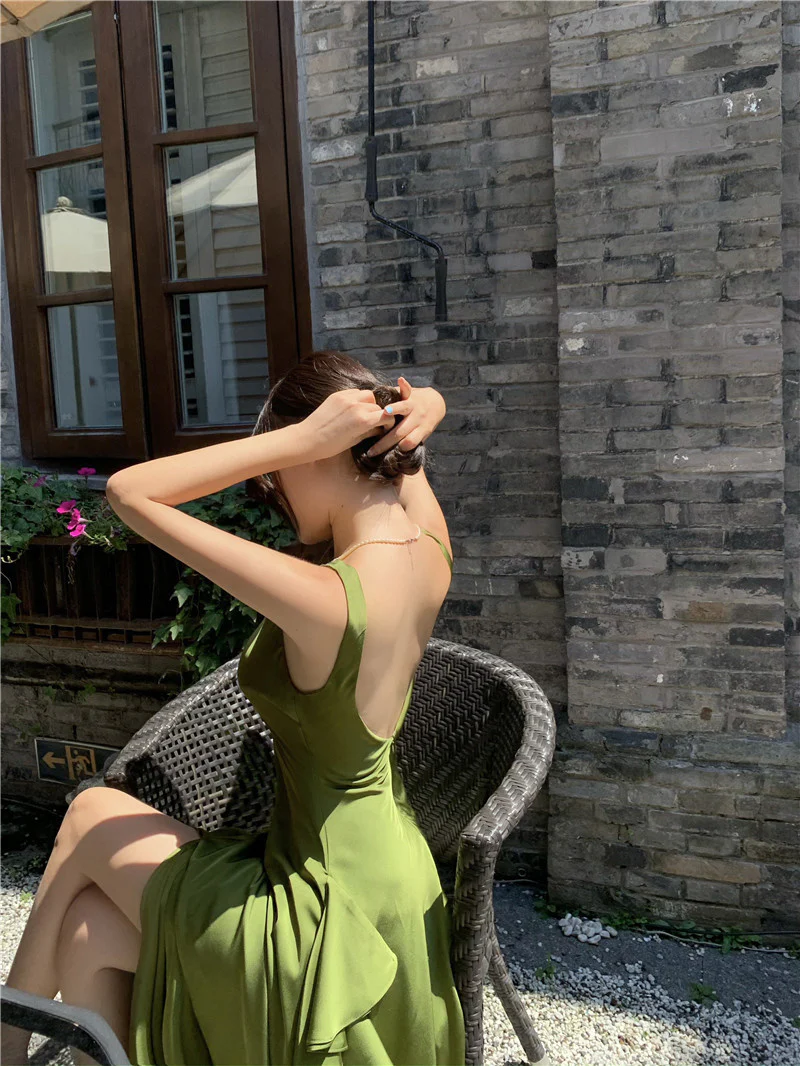 Women's Suspender Dress Satin Long Prom Dresses Formal Dress P1104