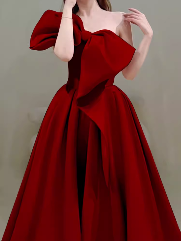 Princess Ball Gown Red Strapless Long Prom Dress P1135