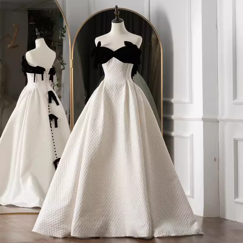Beautiful Ball Gown Straps White Lace Long Prom Dress P1367