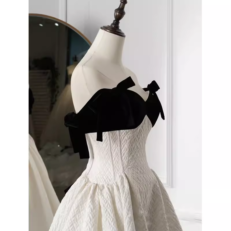Beautiful Ball Gown Straps White Lace Long Prom Dress P1367