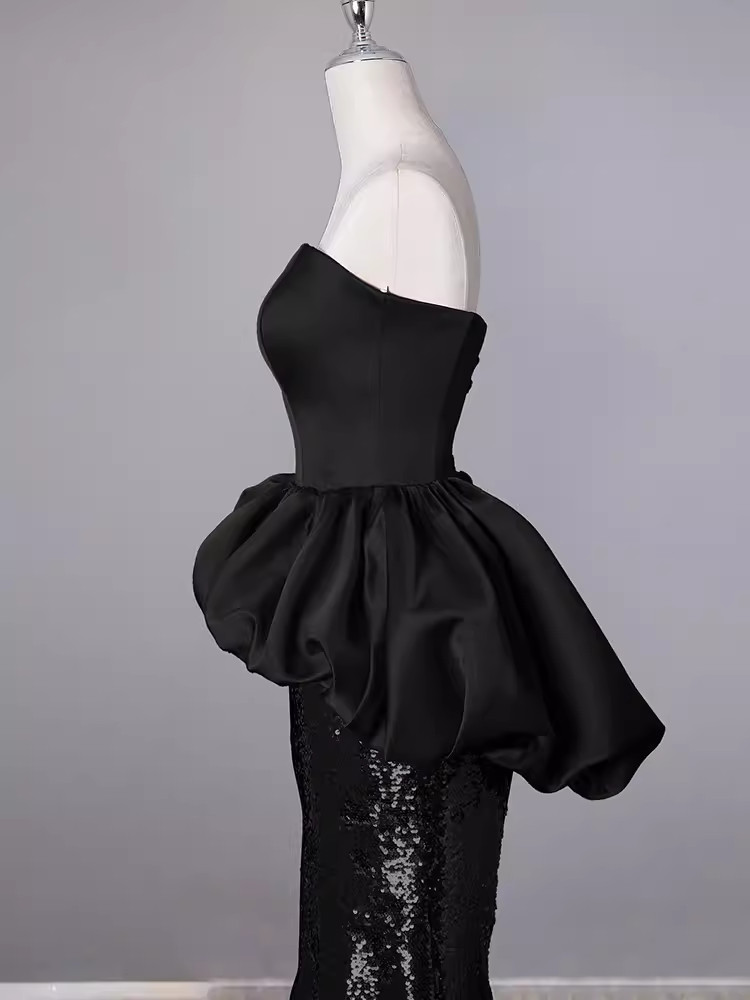 Mermaid Sweetheart Long Black Sequin Prom Dresses P1923