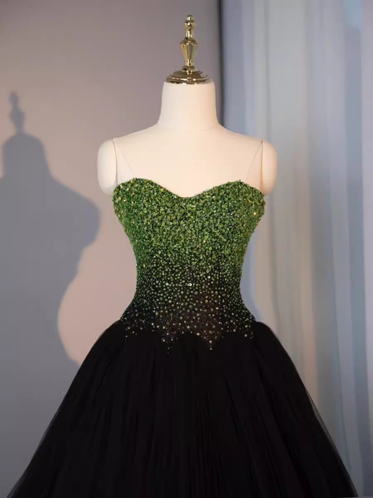 Ball Gown Sweetheart Tulle Black Prom Dresses Evening Dress P1985