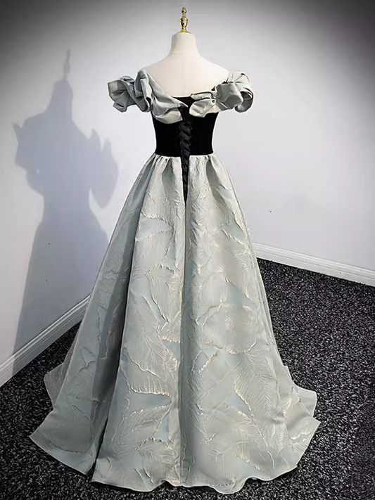 Pretty A line Off The Shoulder Satin Long Evening Party Dress Prom Dresses PD0051