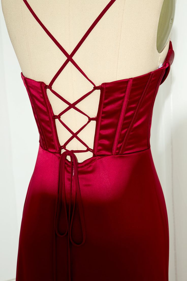 Robe de bal sirène à bretelles spaghetti fendue longueur ras du sol, tenue de 21e anniversaire P1377