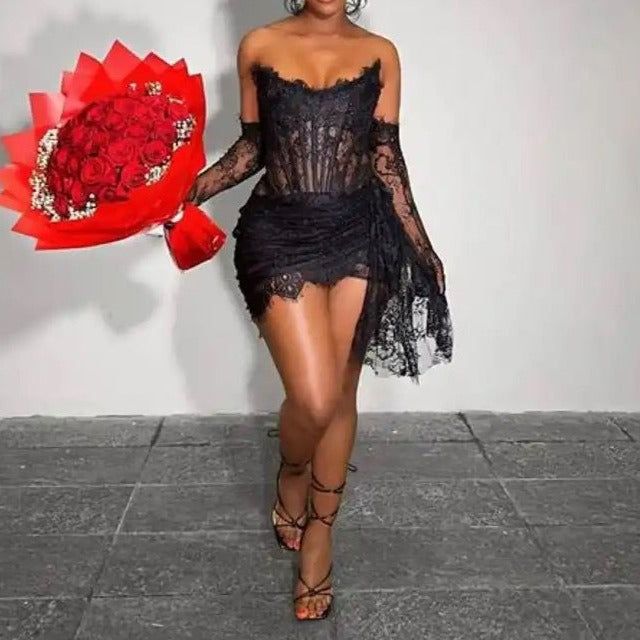 Elegant Sweetheart Mini 17th Birthday Dresses Black Birthday Outfit P331