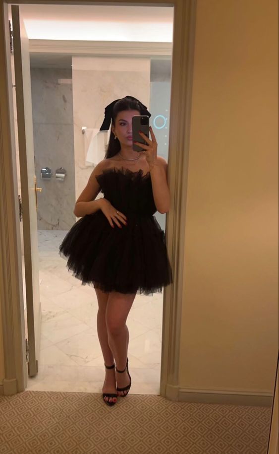 Stunning Birthday Outfits 17th Birthday Dresses Tulle Black Dress For Teens P359 - As Photo(Black) / US2 Stunning Birthday Outfits 17th Birthday Dresses Tulle Black Dress For Teens P359 - As Photo(Black) / US2