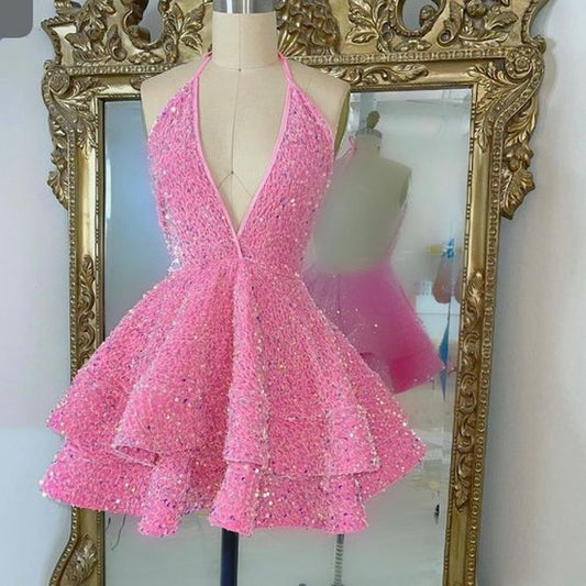Sexy 17th Birthday Dresses Short Pink Homecoming Dresses Birthday Outfits P361