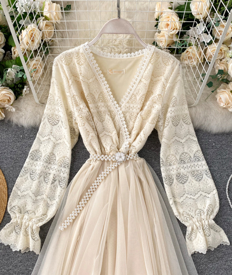 Cute Lace Long Dress Fashion Dress P315
