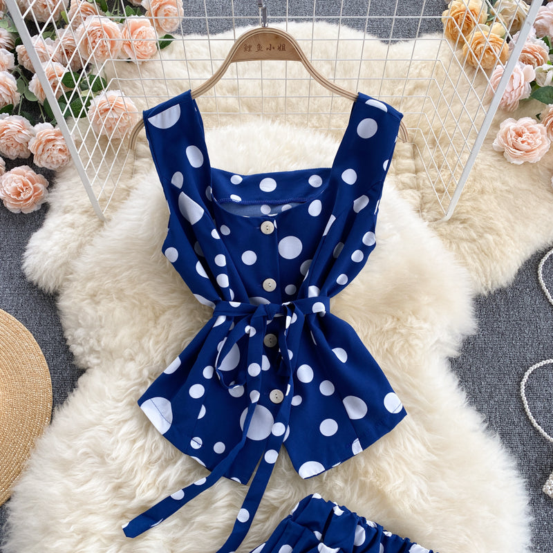 Cute Regular Polka Dot Dress Two Pieces Dress P313