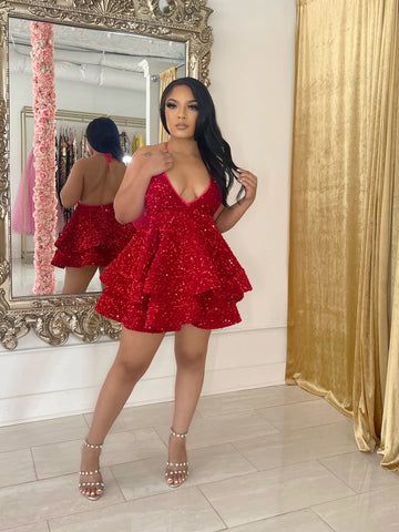 Sexy 17th Birthday Dresses Burgundy Sequin Birthday Outfits P325