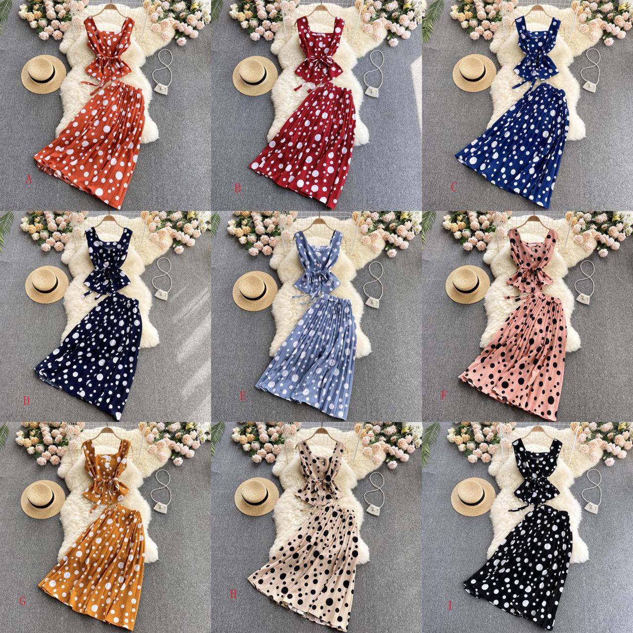 Cute Regular Polka Dot Dress Two Pieces Dress P313