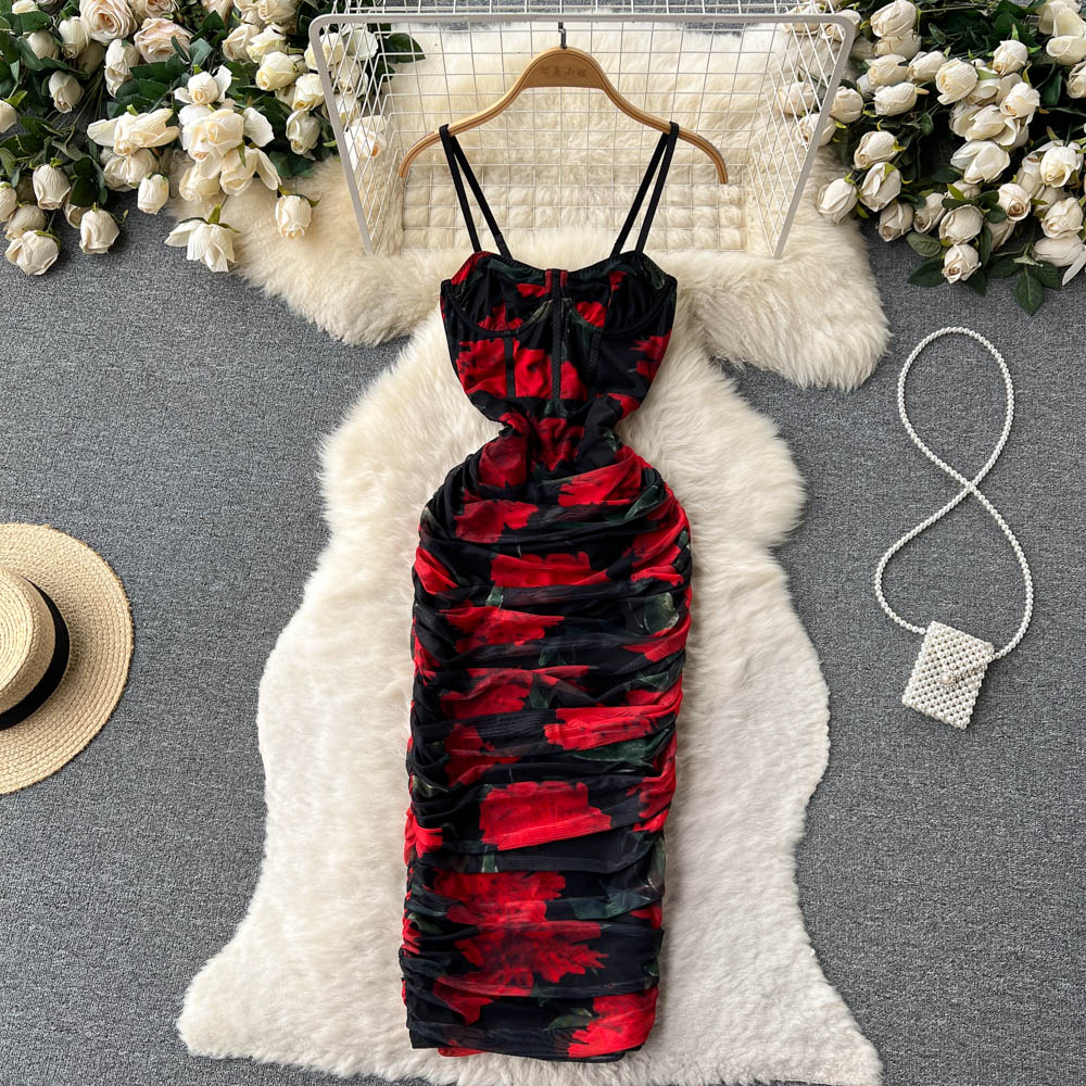 Sexy Spaghetti Straps Floral Dress Hot Women Dress P142