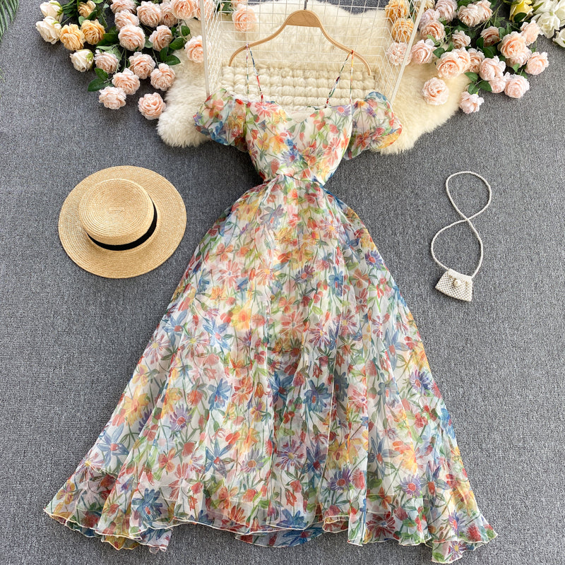 Cute Spaghetti Straps Backless Short Floral Dress Women Dress P138 PreppyDress Cute Spaghetti Straps Backless Short Floral Dress Women Dress P138 PreppyDress