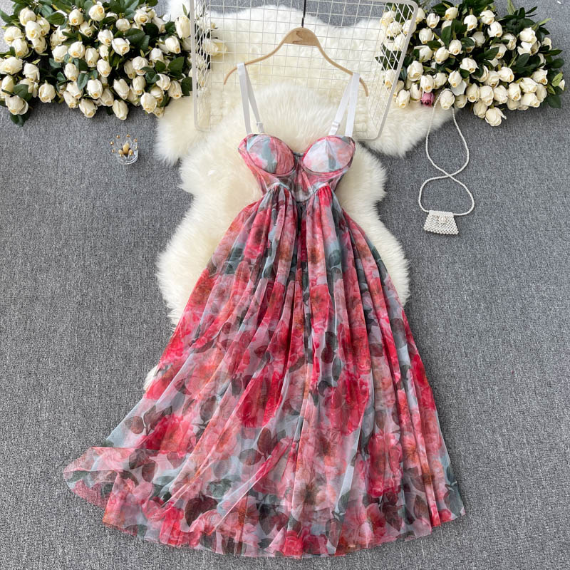 red and pink holiday dress Red & Pink Stripe Puff Sleeve Midi Dress - All Dresses