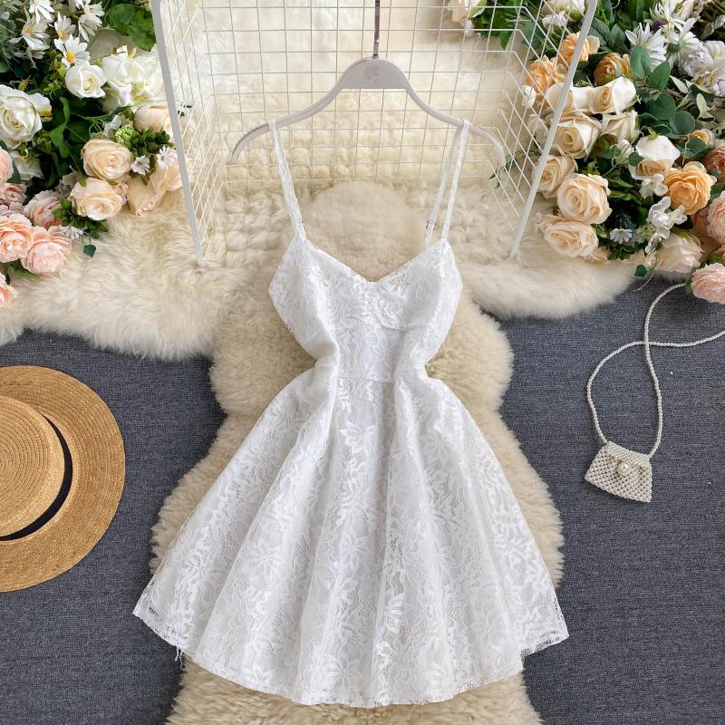 Sexy Spaghetti Straps Lace Short Dress Women Holiday Dress P198