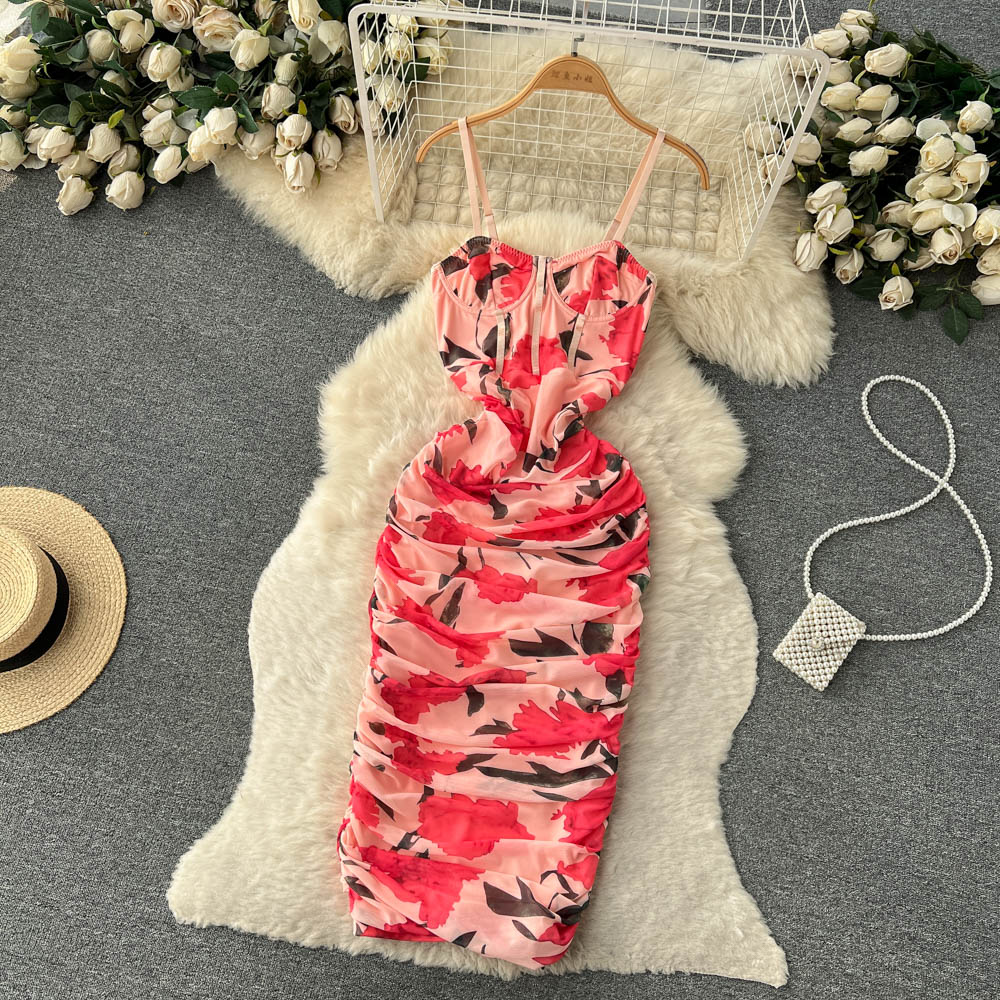 Sexy Spaghetti Straps Floral Dress Hot Women Dress P142