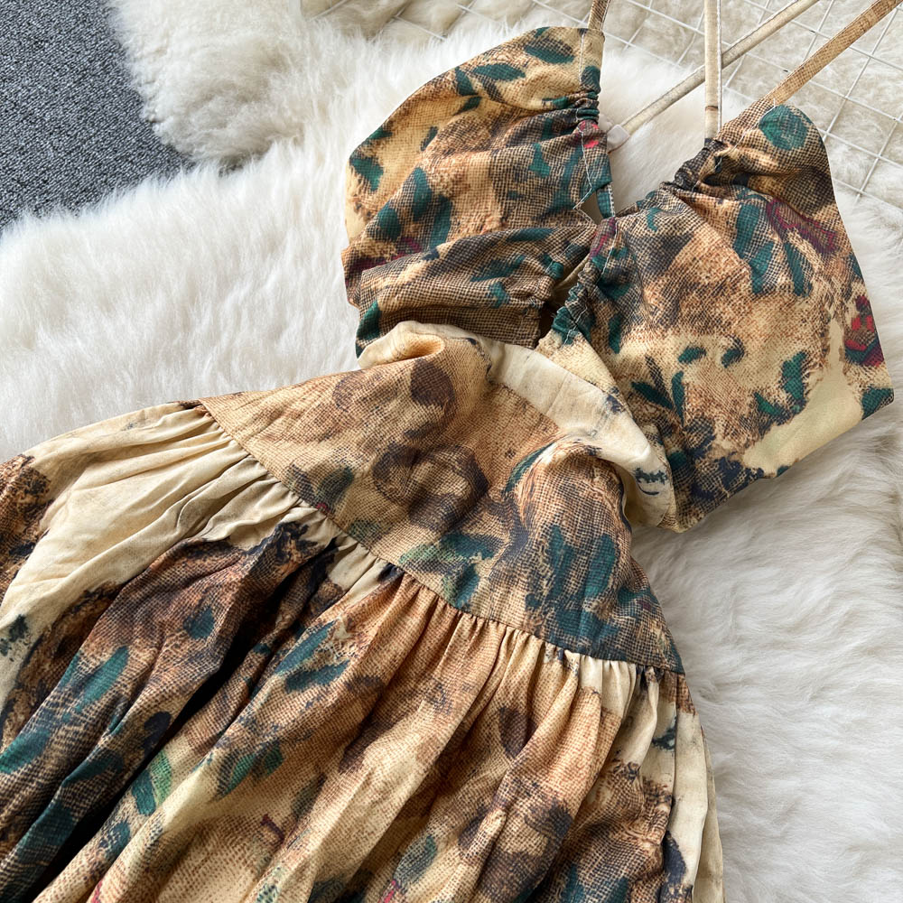 Sexy A line Sleeveless Straps Backless Summer Holiday Dress P239