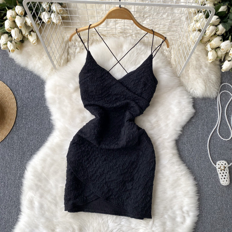 Sexy Spaghetti Straps Backless Short Women Dress P136