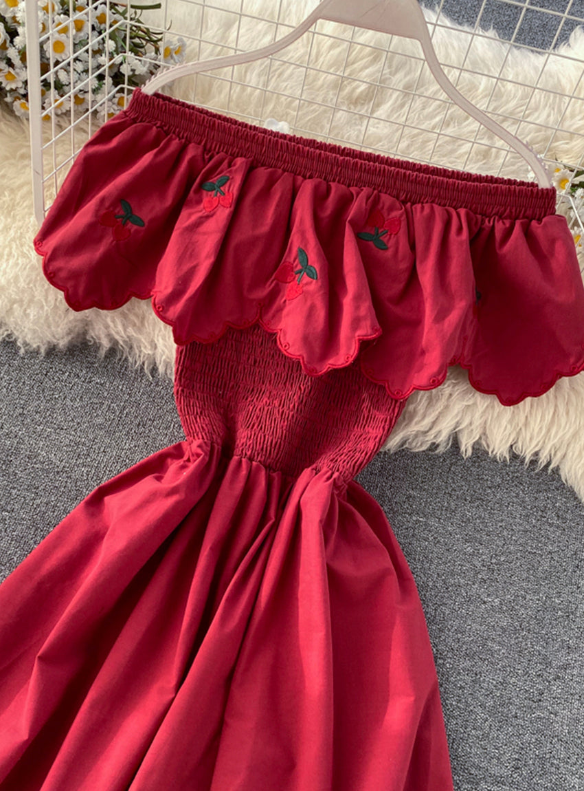 Cute A line cherry dress fashion girl dress 031