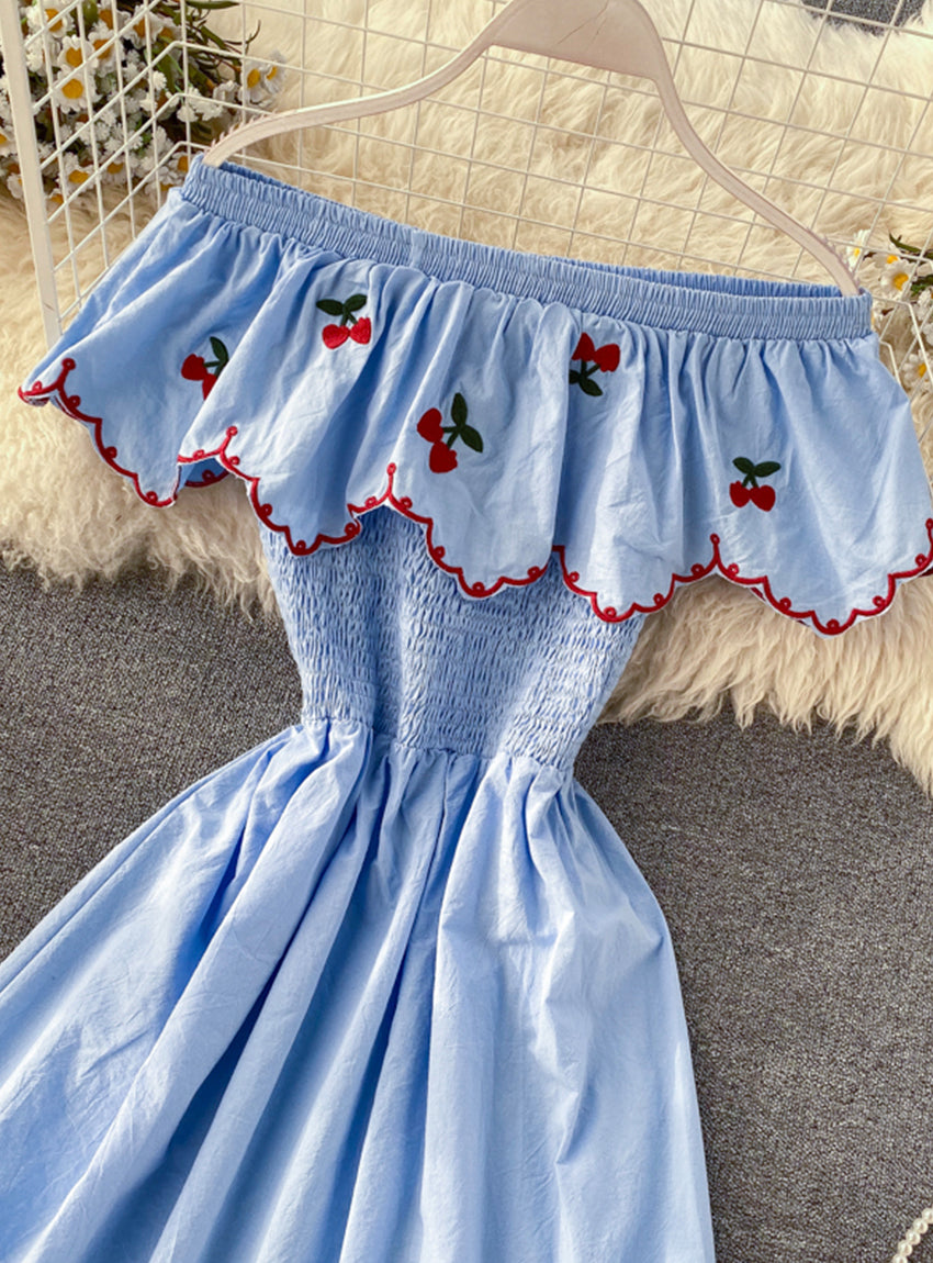 Cute A line cherry dress fashion girl dress 031