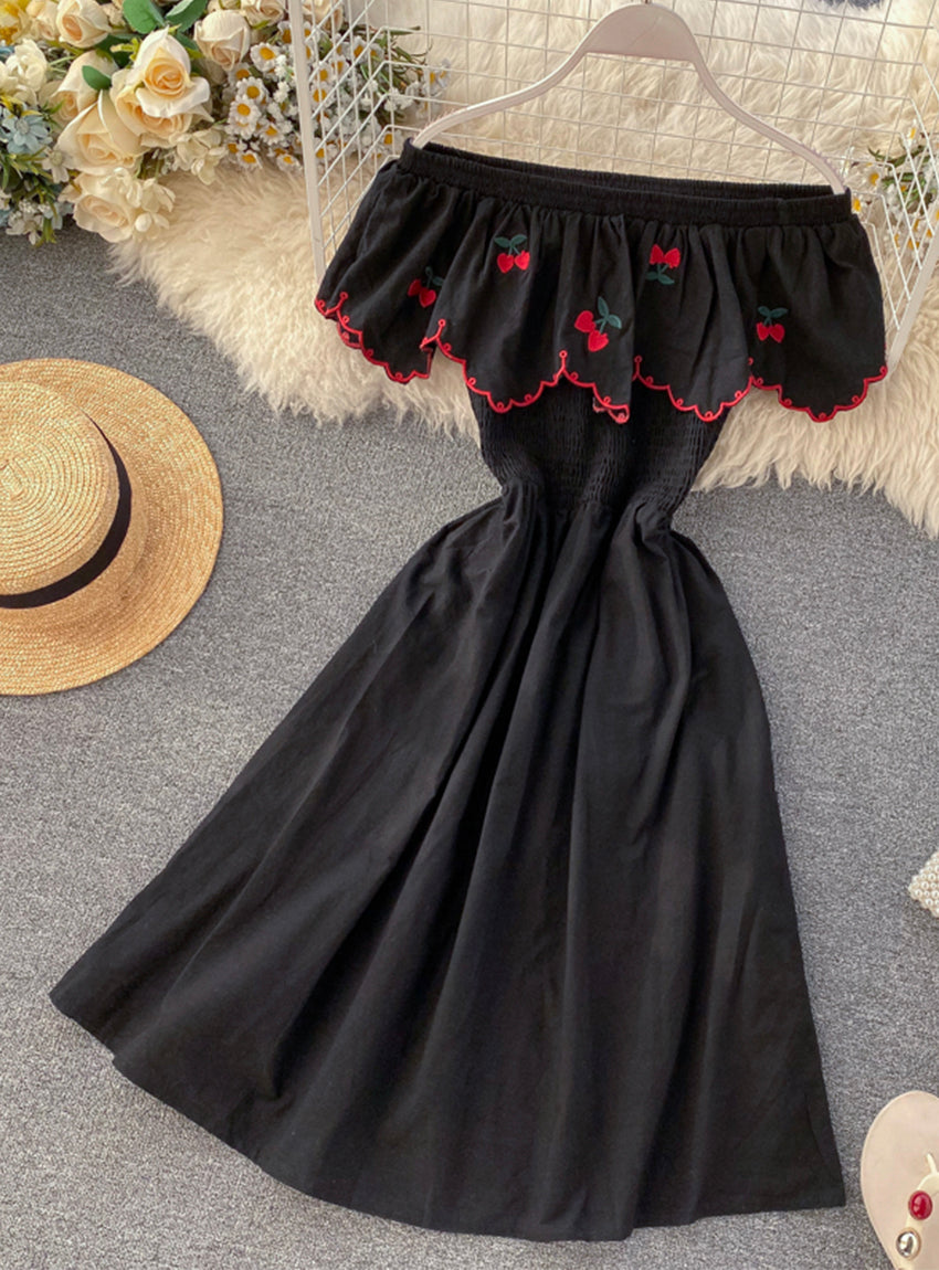 Cute A line cherry dress fashion girl dress 031