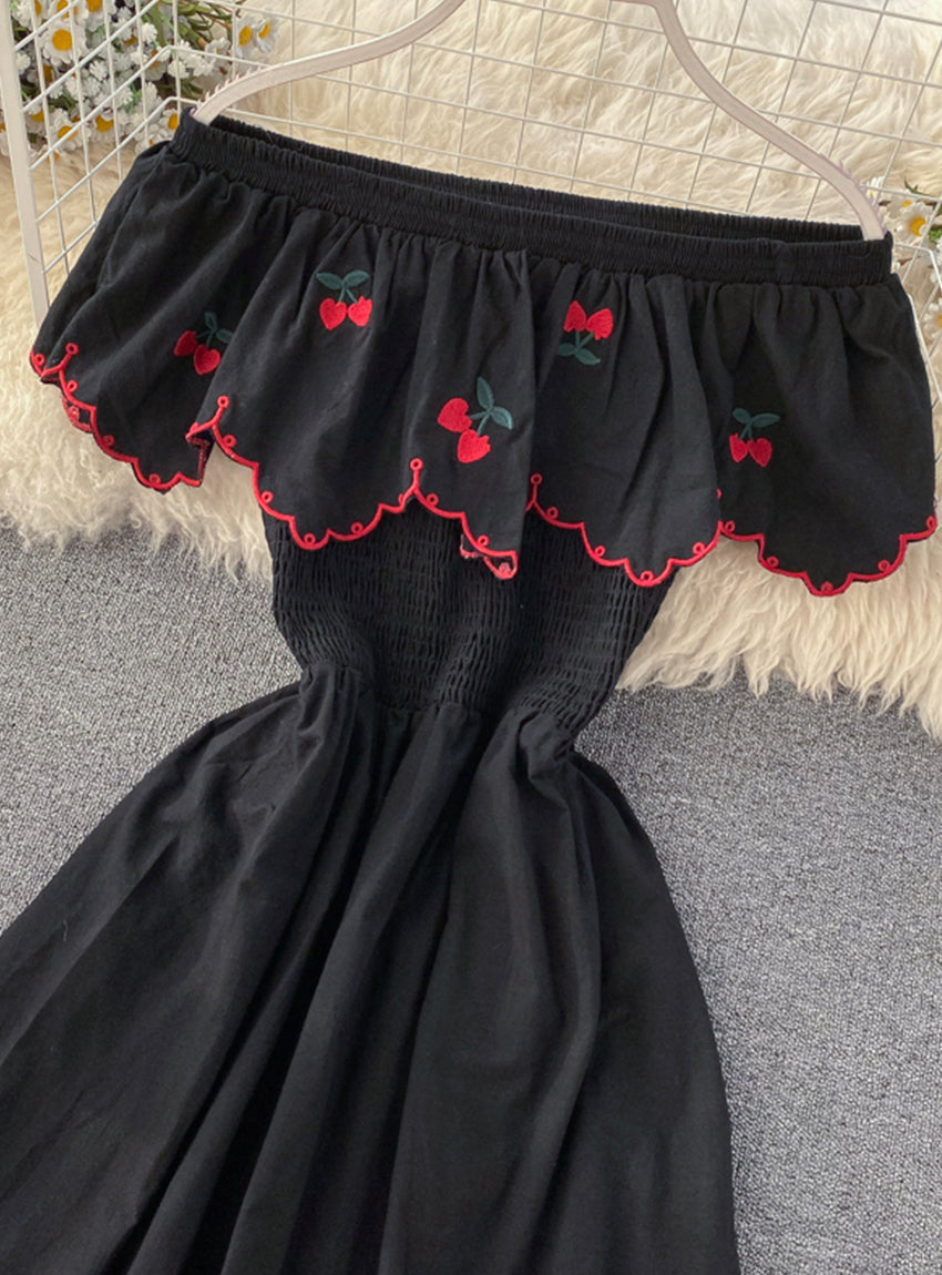 Cute A line cherry dress fashion girl dress 031