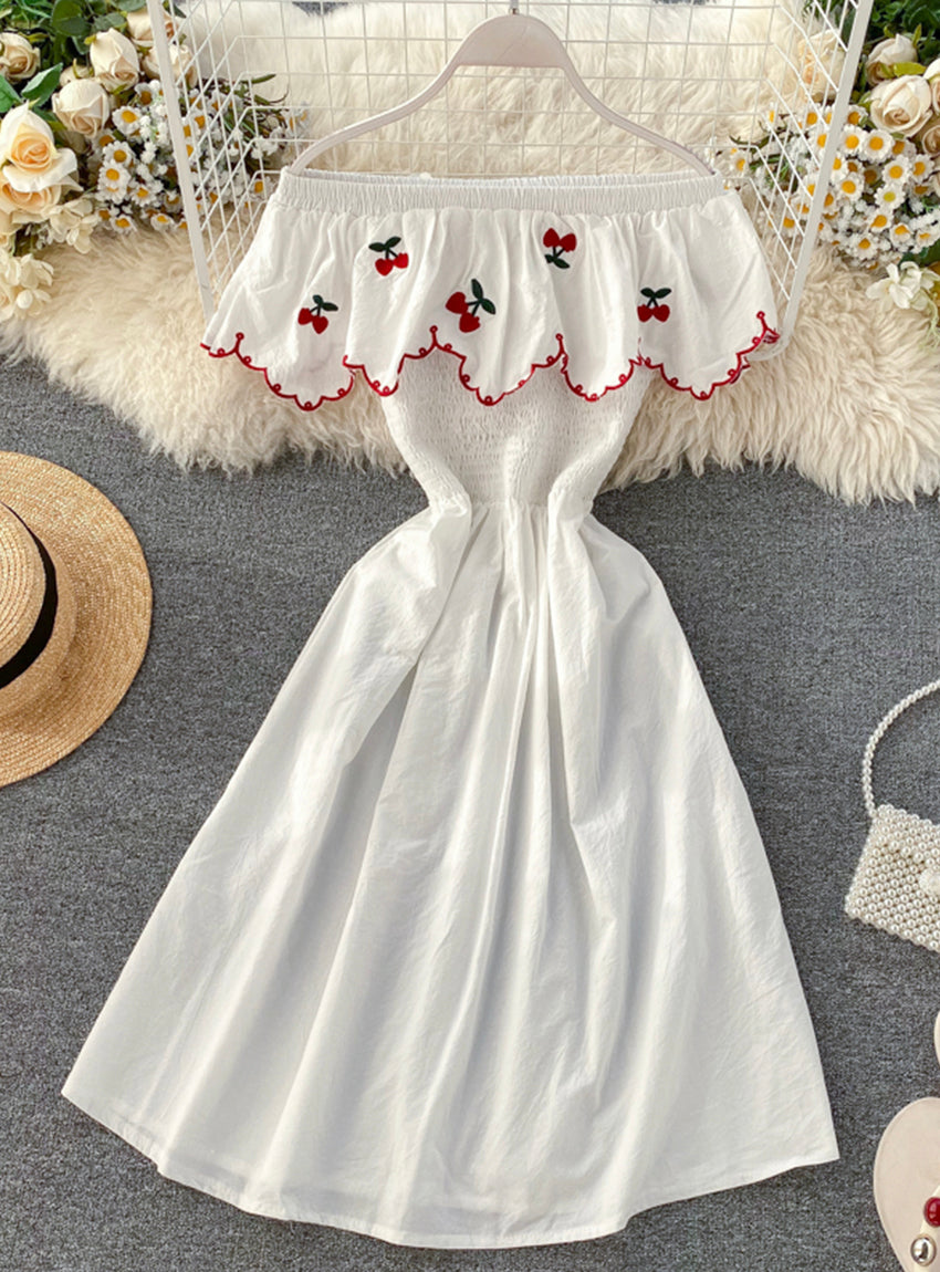 Cute A line cherry dress fashion girl dress 031