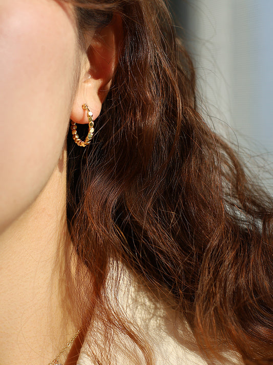 Gold circle earrings earrings female temperament Korean earrings new minimalist style e012