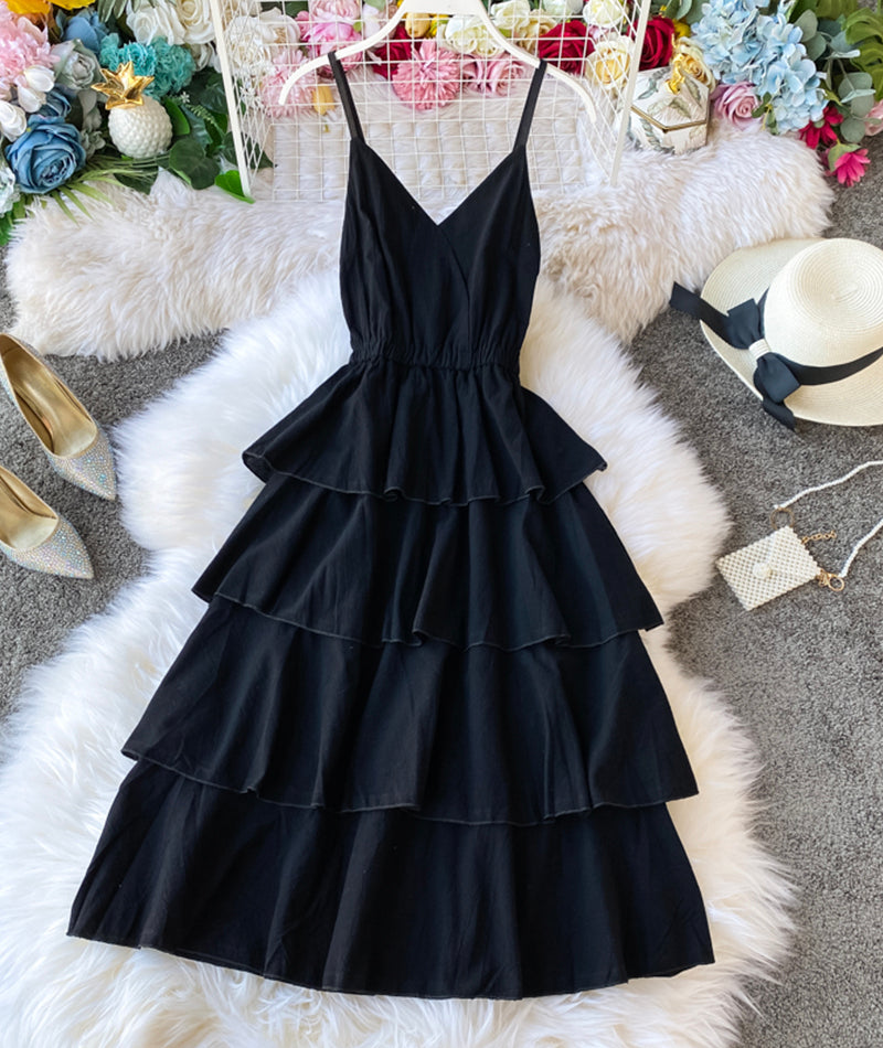 A line v neck backless dress women's dress 054