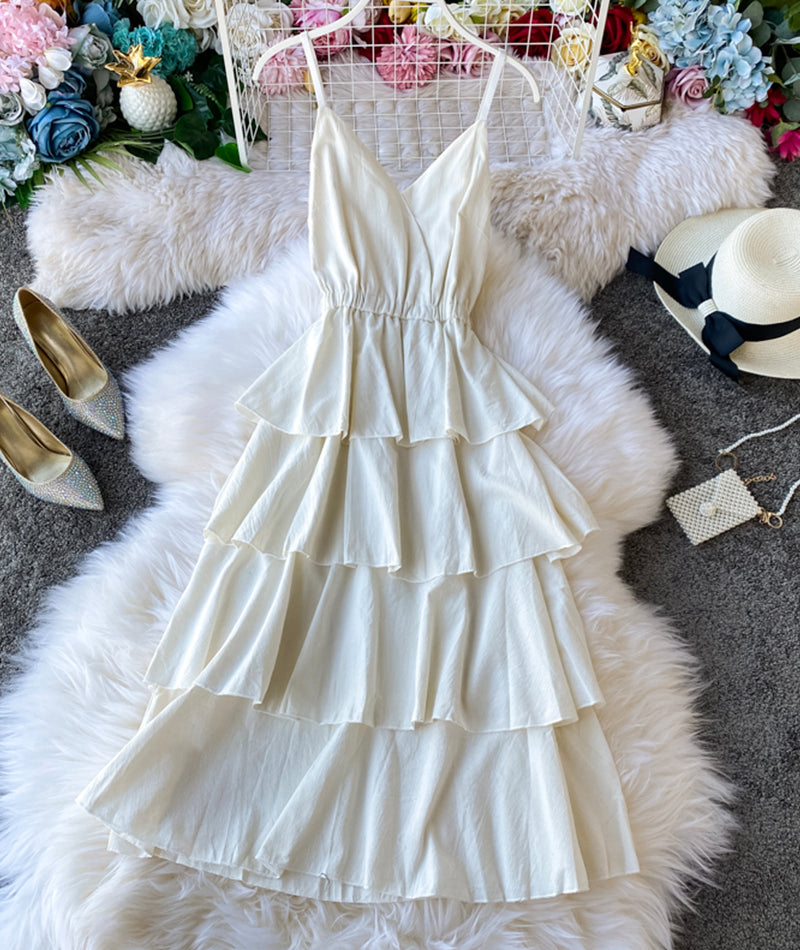 A line v neck backless dress women's dress 054