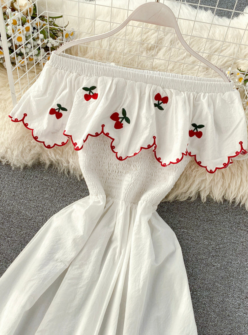 Cute A line cherry dress fashion girl dress 031