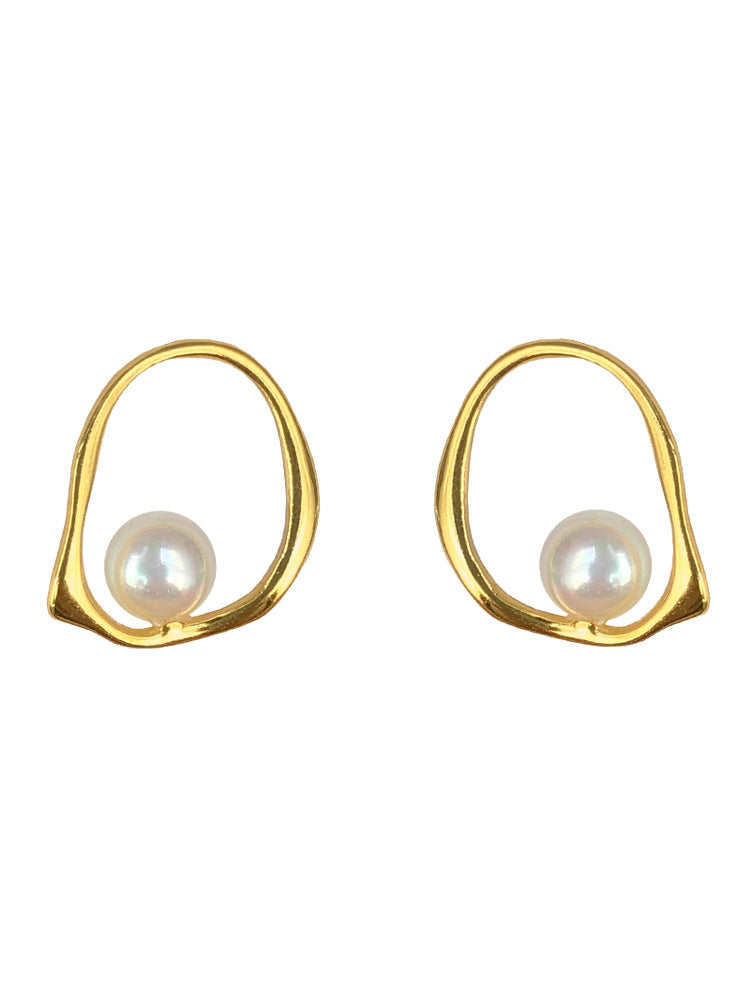 Minimalist Pearl Commuter Stud Earrings Women's Sterling Silver Earrings Daily Versatile Occupational Small Drop Earrings Temperament e002