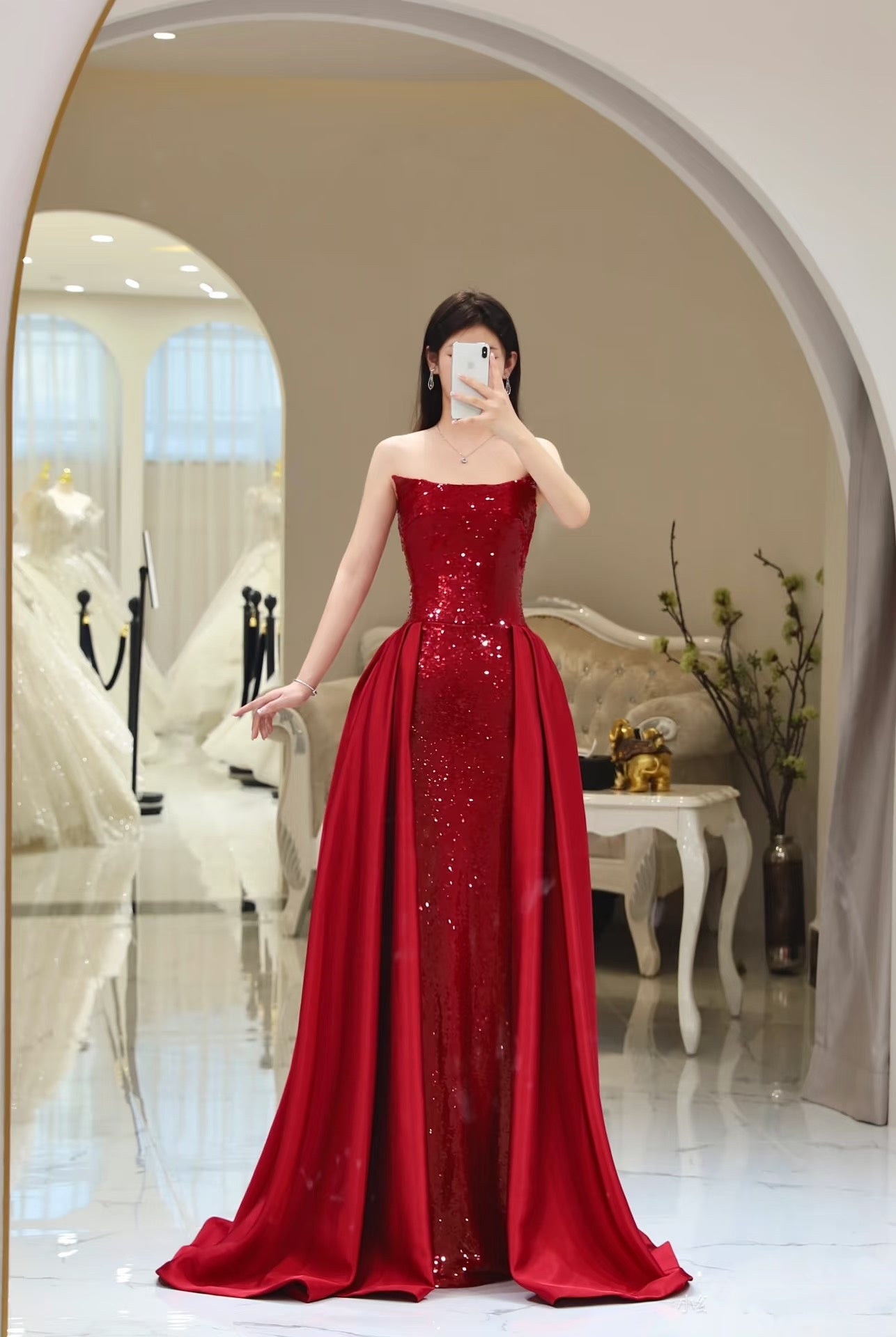 Mermaid Strapless Sequin Red Prom Dresses Long Evening Dress P2026 PreppyDress Mermaid Strapless Sequin Red Prom Dresses Long Evening Dress P2026 PreppyDress