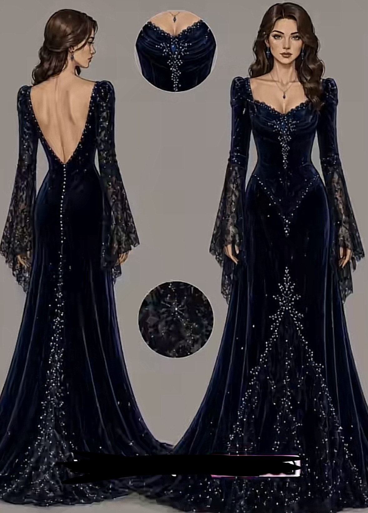 Blue Velet Mermaid Evening Dress Long Prom Dress P5019